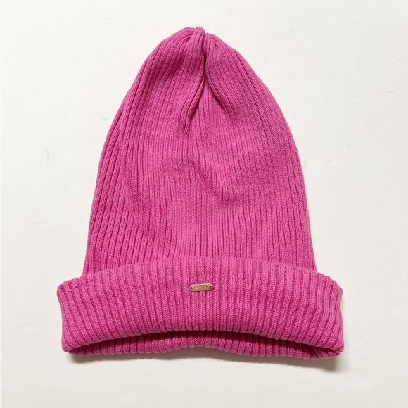 Free People Pink Outside the Lines Ribbed Oversized Slouchy Knit Cap Size OS - Picture 5 of 6